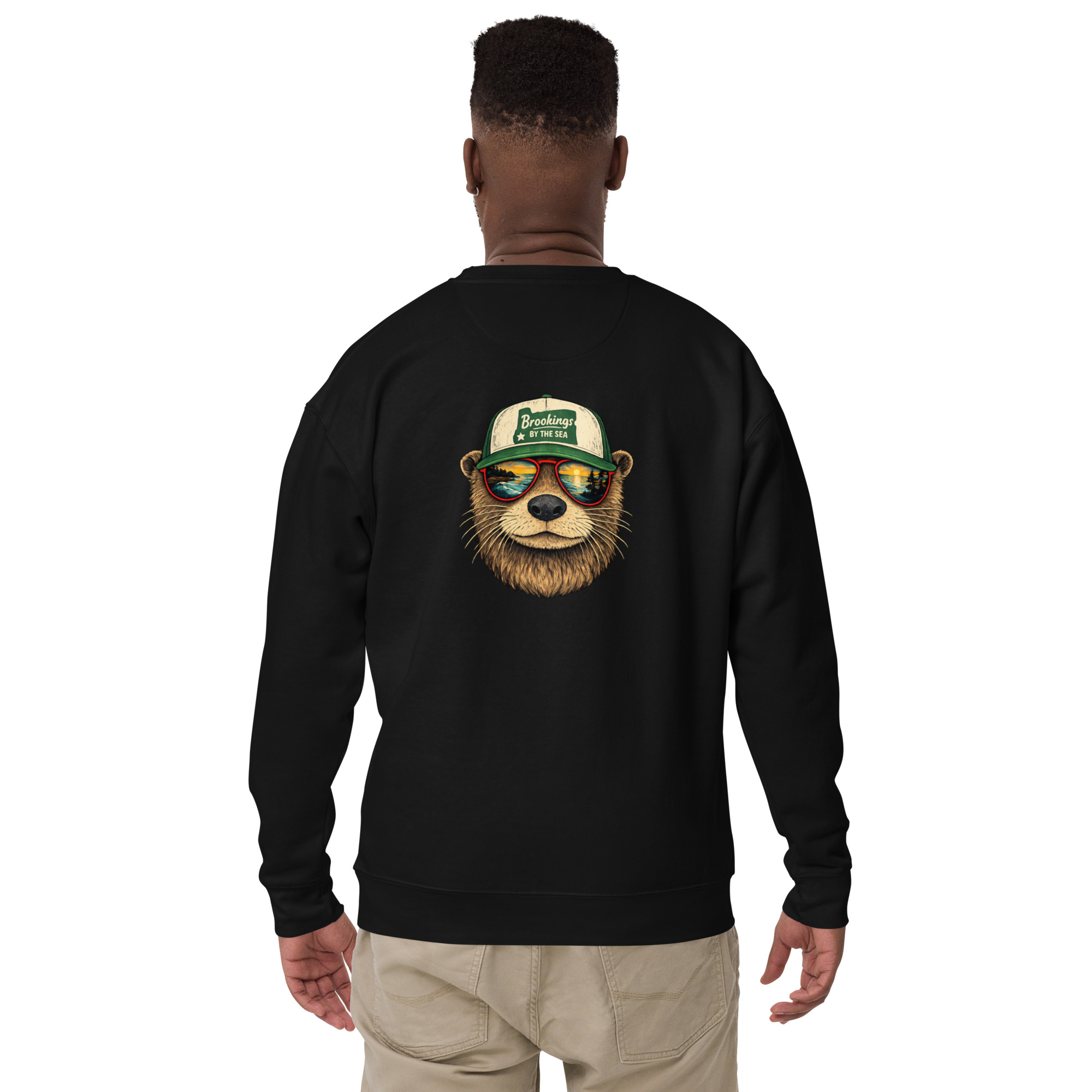 Brookings Otter Unisex Premium Sweatshirt with Front and Back Graphic - Image 3