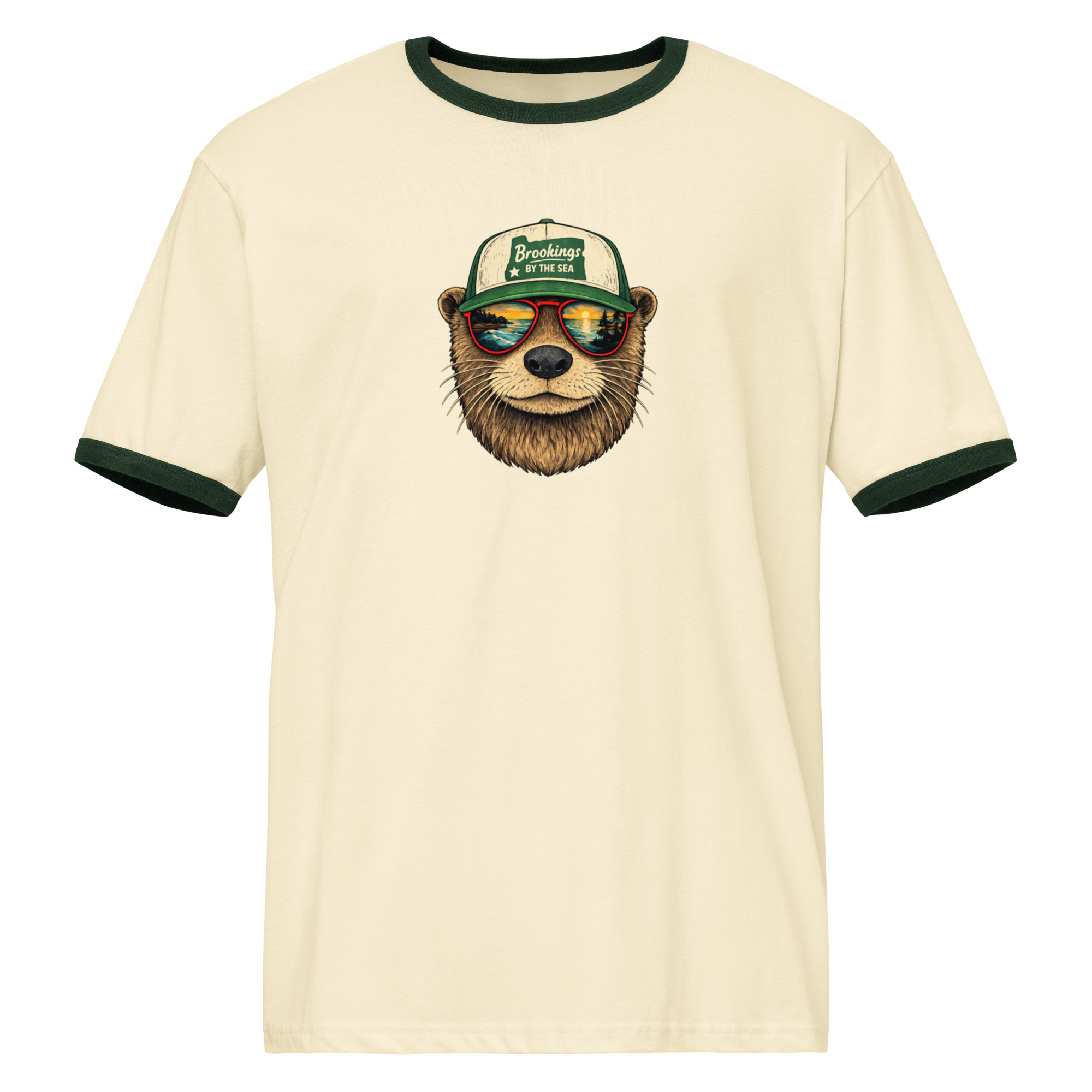 Brookings Otter Unisex ringer t-shirt with front and back graphic – free shipping